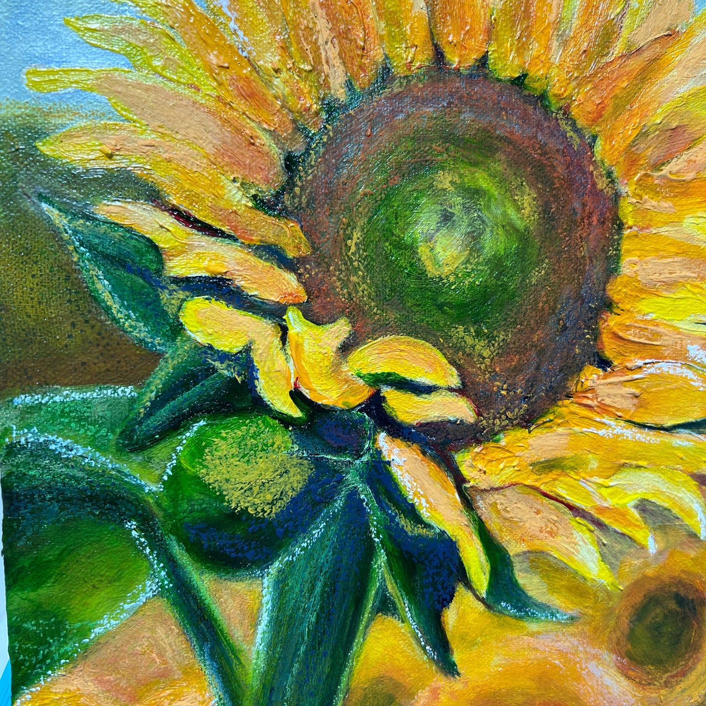"Sunflower Glitter" 10x10"  Original Painting