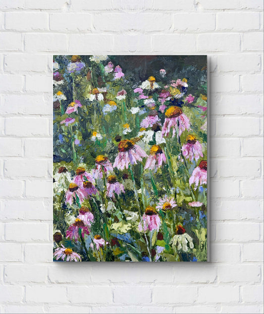 Flowers in a Meadow Oil Painting by Erica Nordling