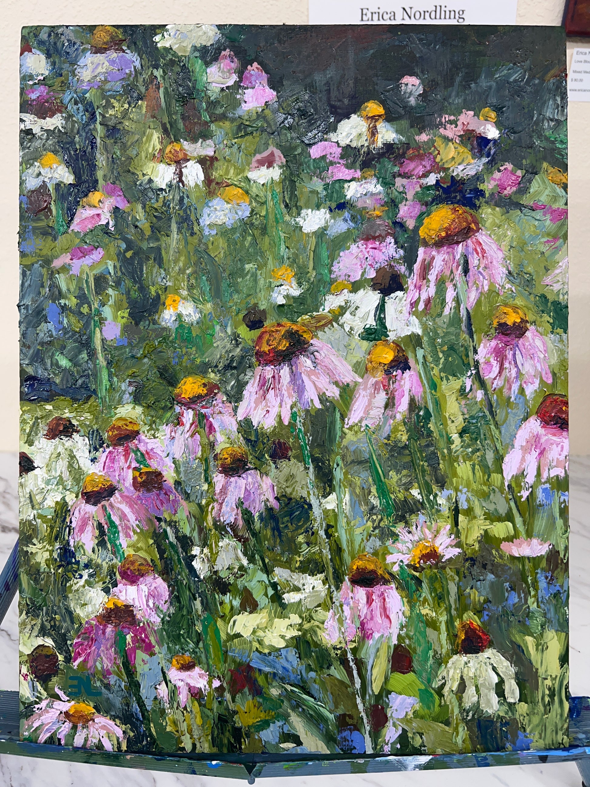 Flowers in a Meadow Oil Painting by Erica Nordling 1