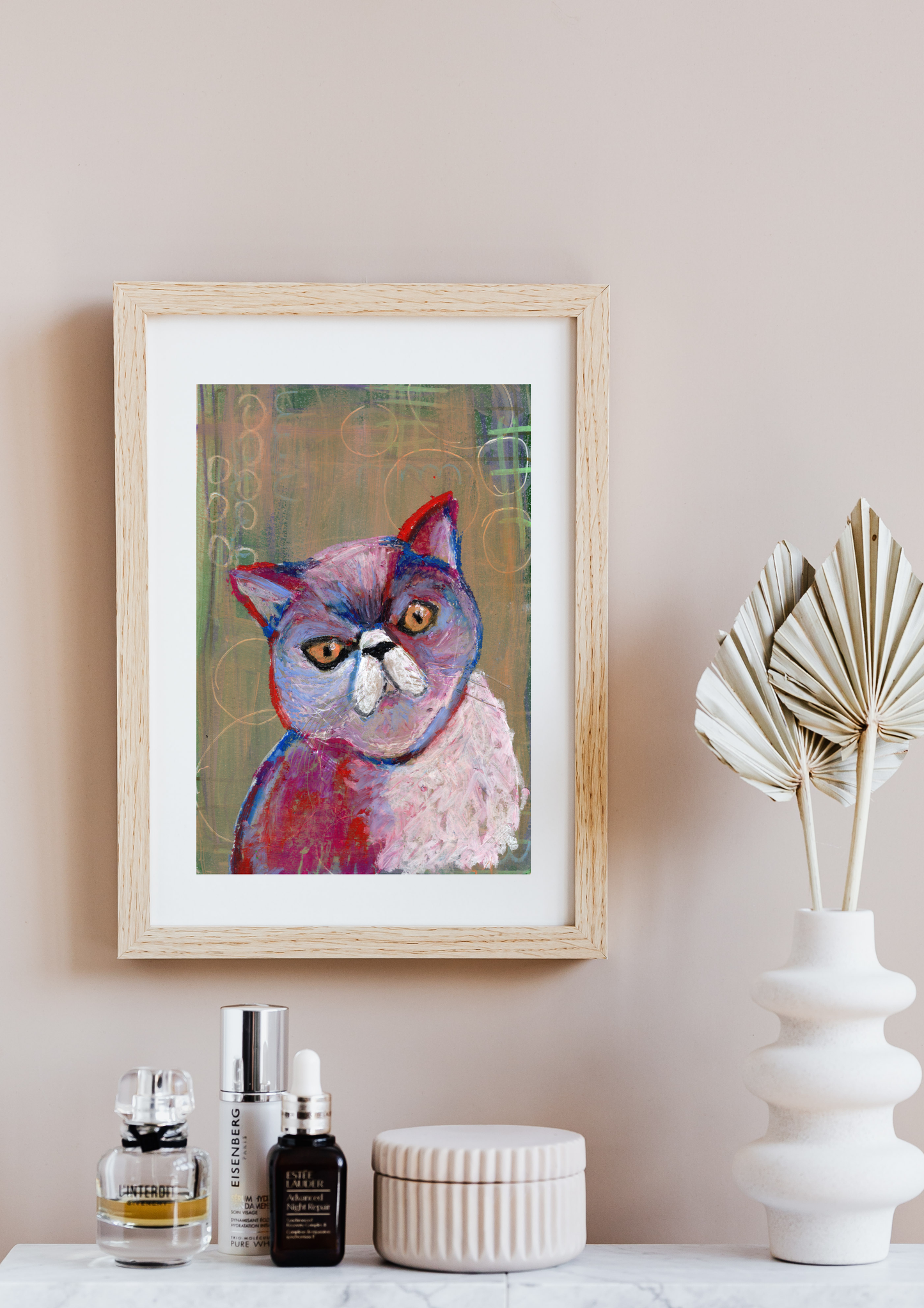 Louis Colorful Cat Wall Art Print | Prairie Inspired Painting | Bright Cat Poster | 8x10 Art Print | Home Decor Gift