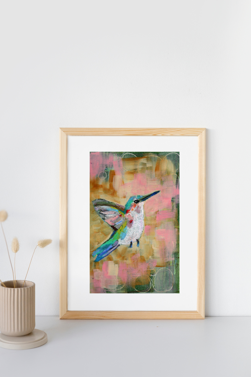 Love Finds Its Way- Hummingbird Art Print on Paper | Maximalist Art Poster