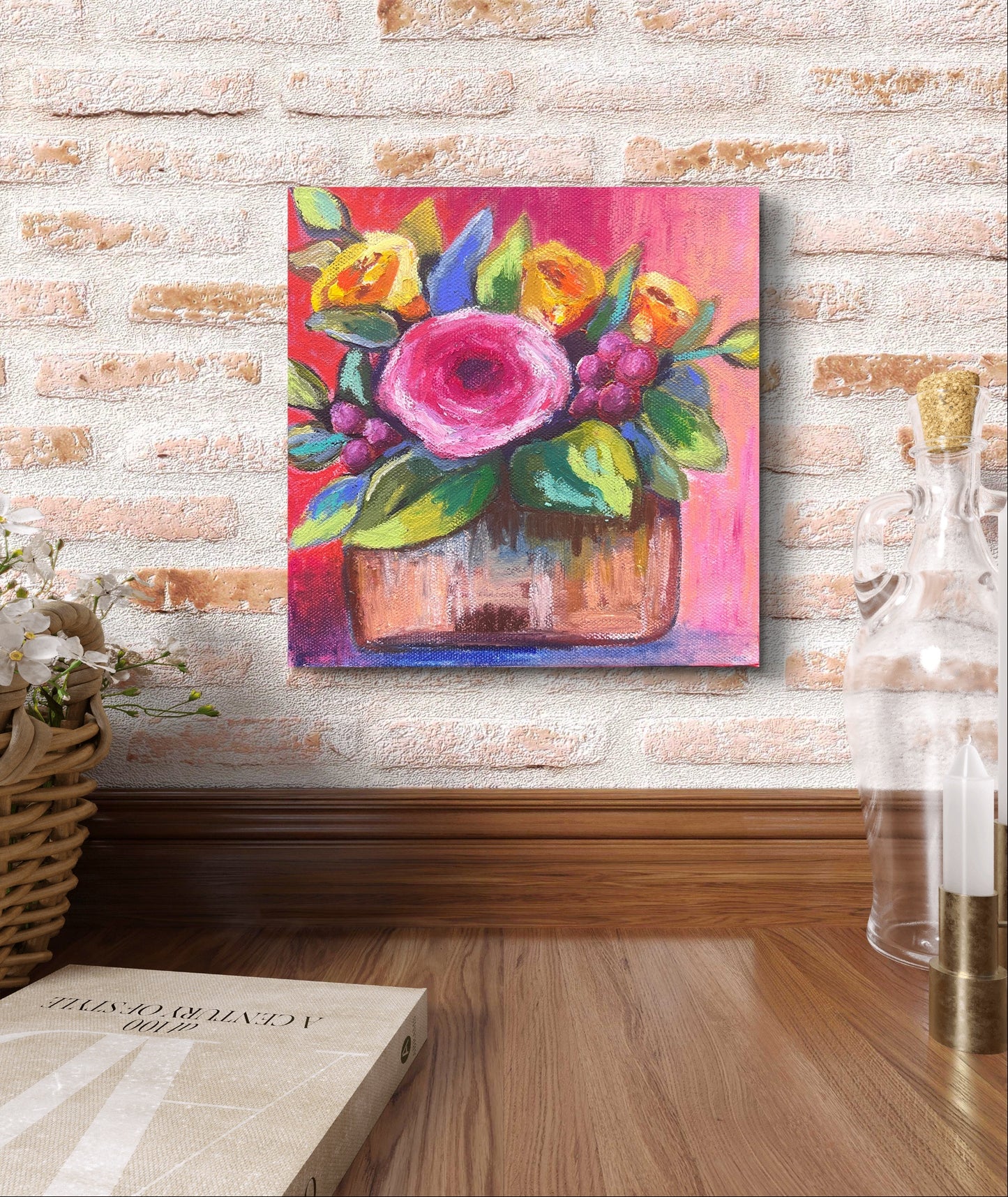 Flirty Rosey| Mixed Media Painting by Erica Nordling