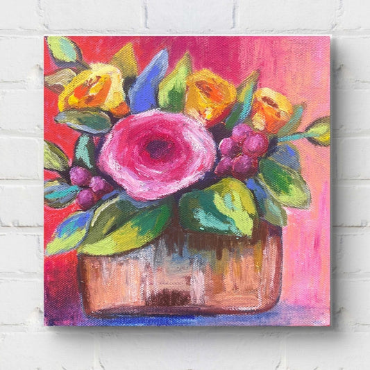 Flirty Rosey| Mixed Media Painting by Erica Nordling